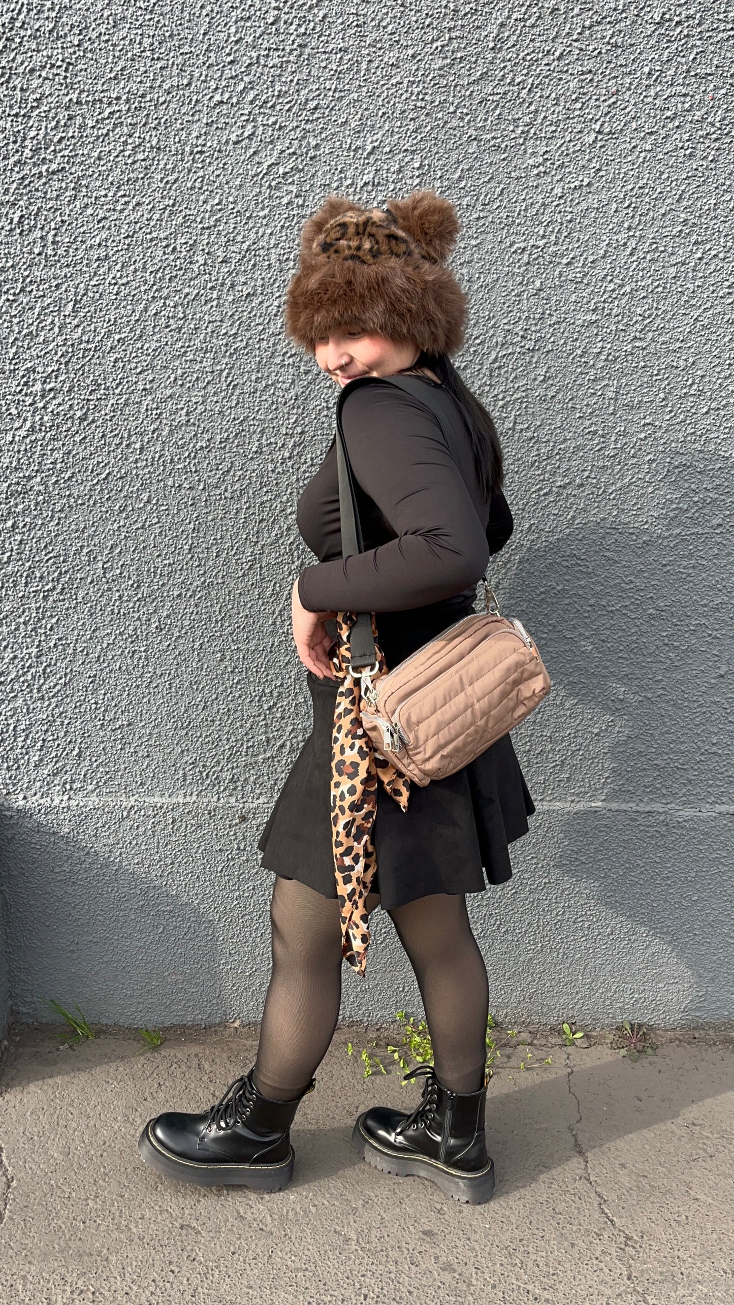Gorro peludo print leopardo