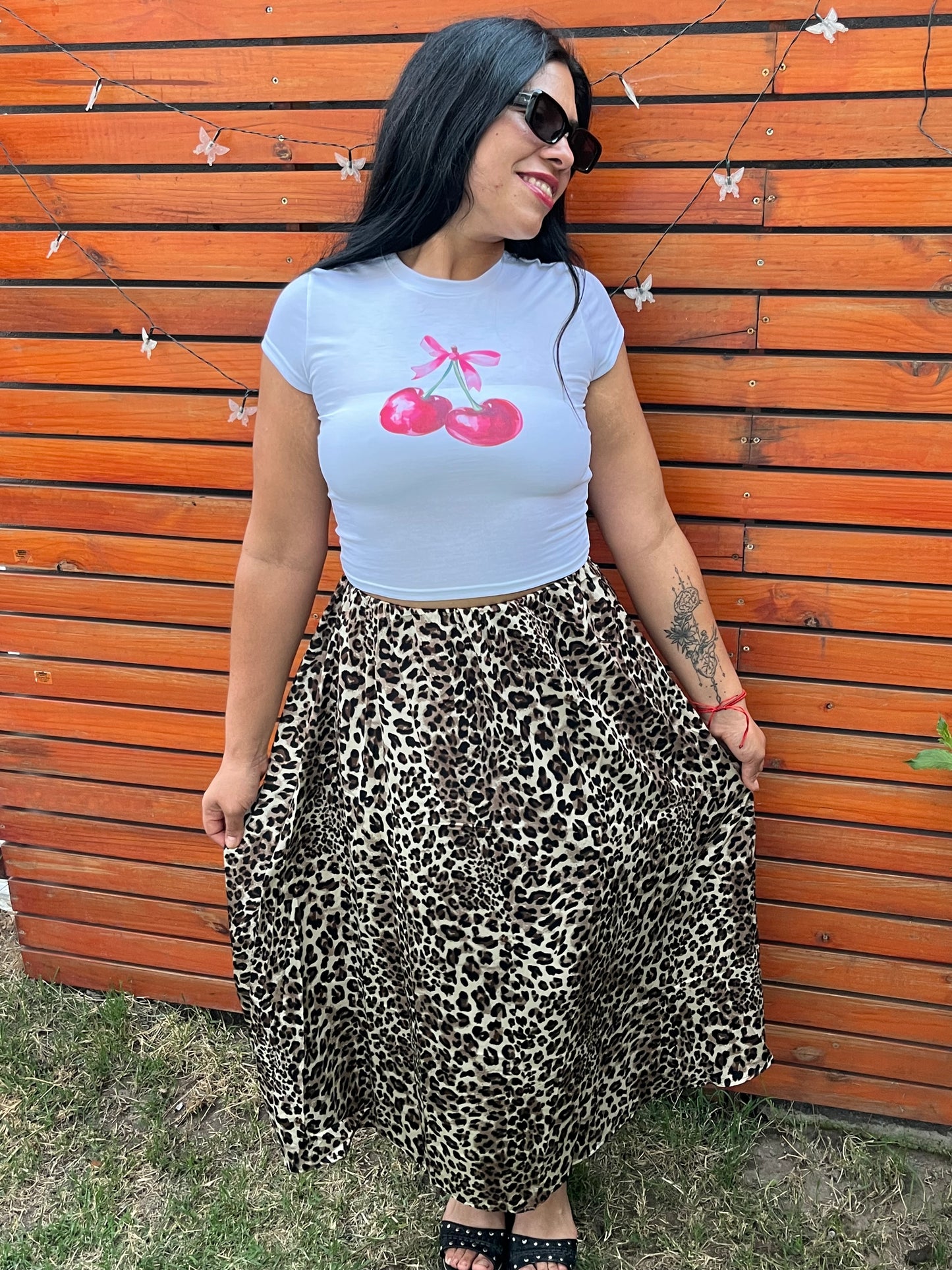 Falda larga satinada