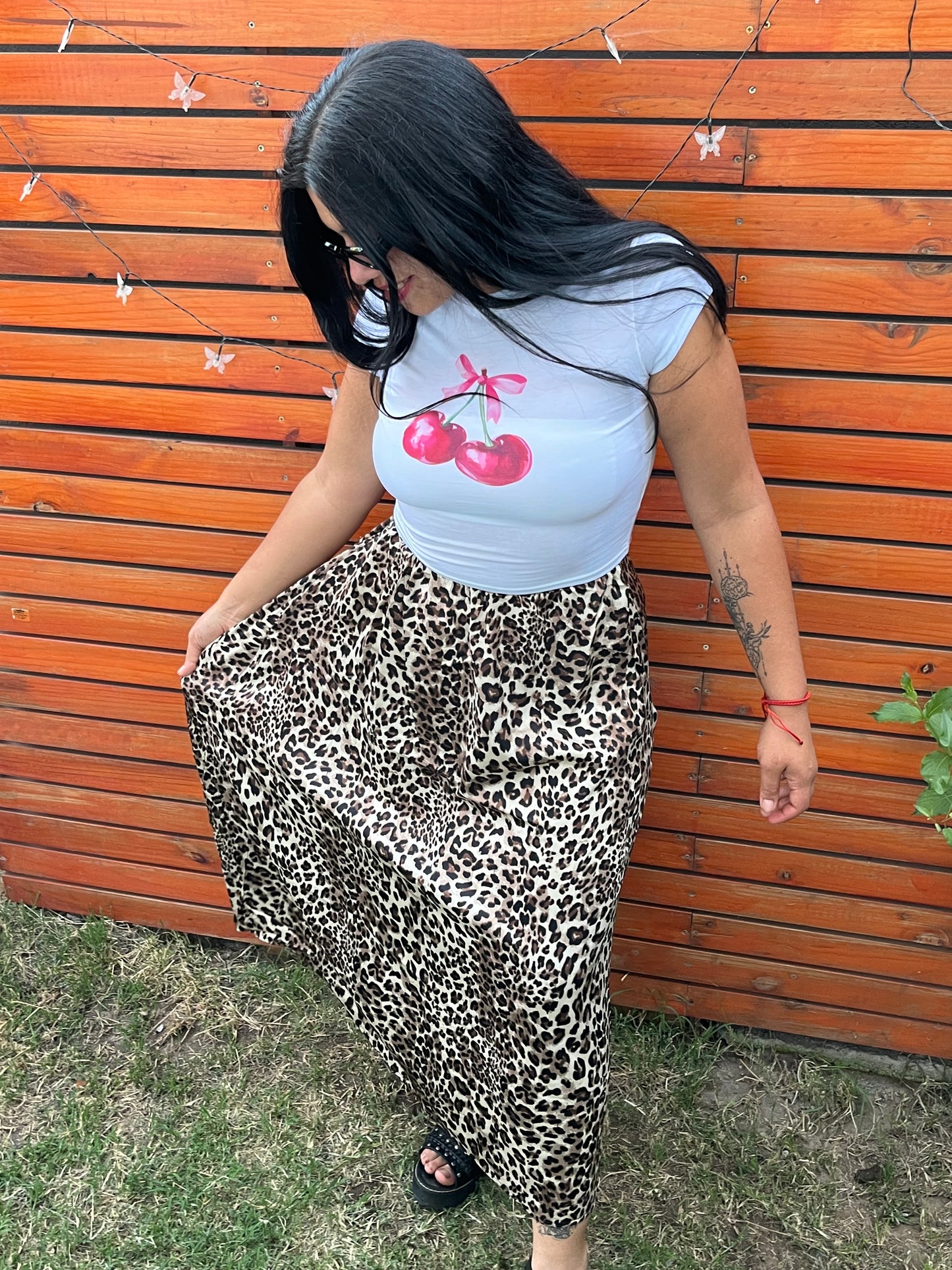 Falda larga satinada