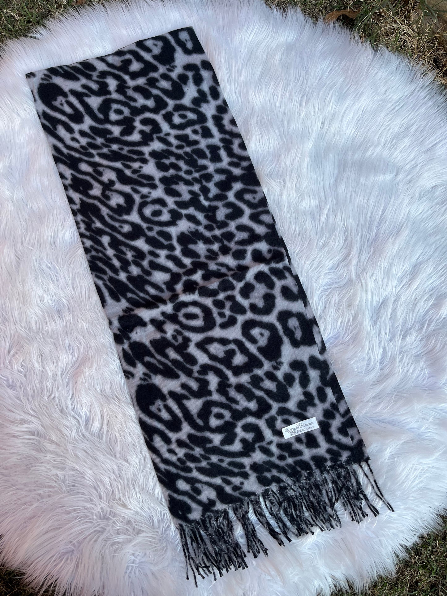 Bufanda cashmere - Leopardo Gris 1