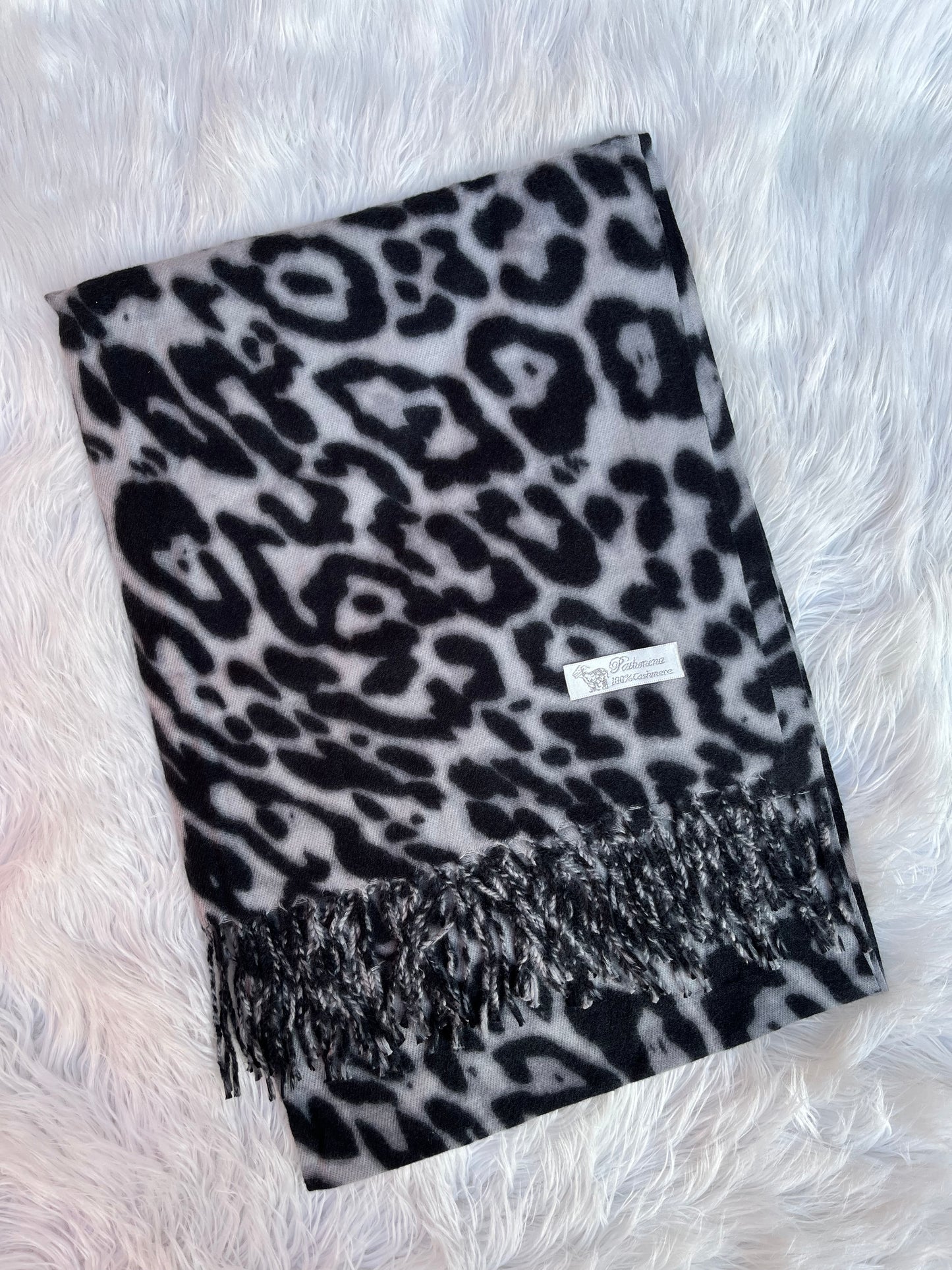 Bufanda cashmere - Leopardo Gris 1
