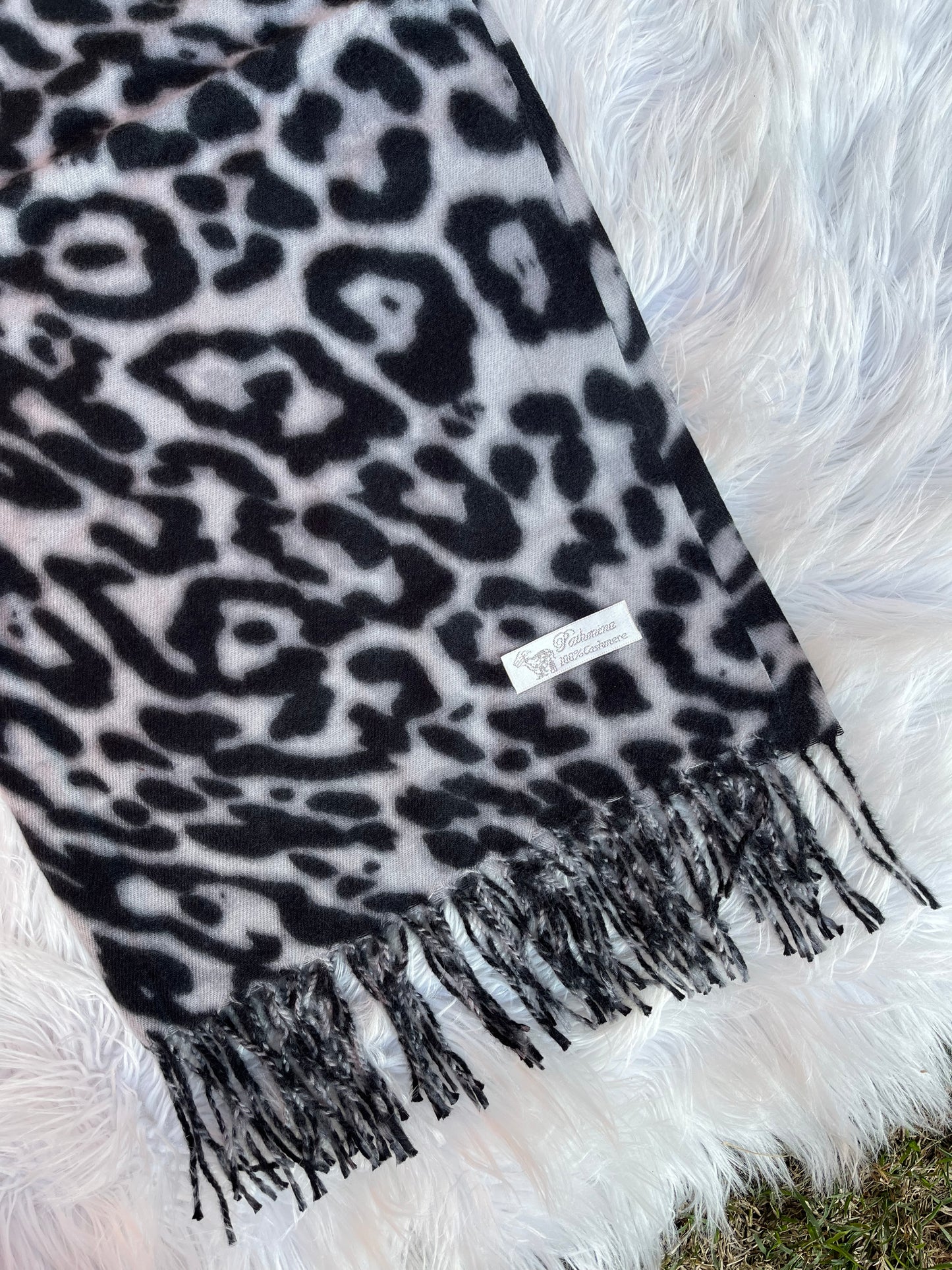 Bufanda cashmere - Leopardo Gris 1