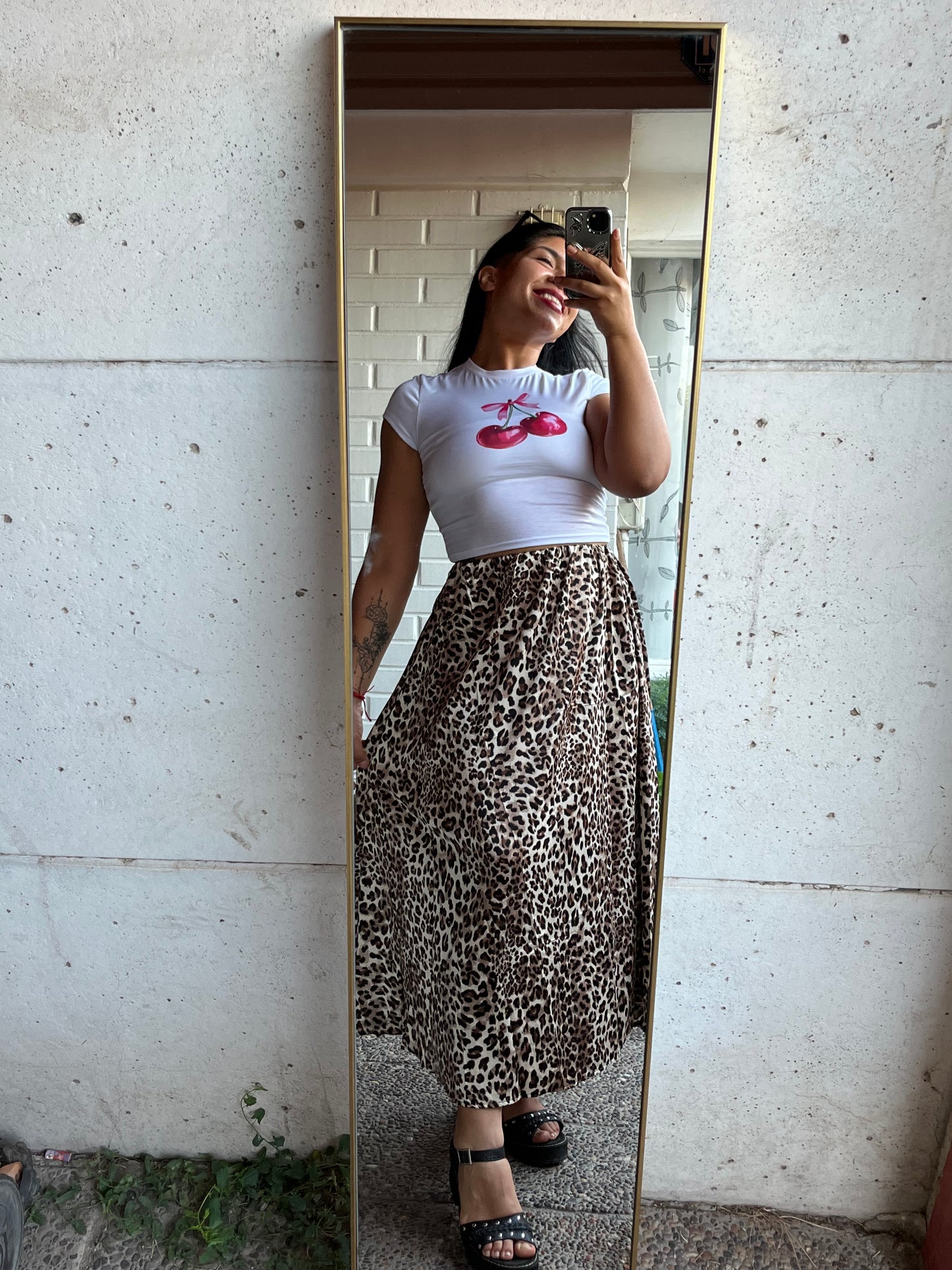 Falda larga satinada
