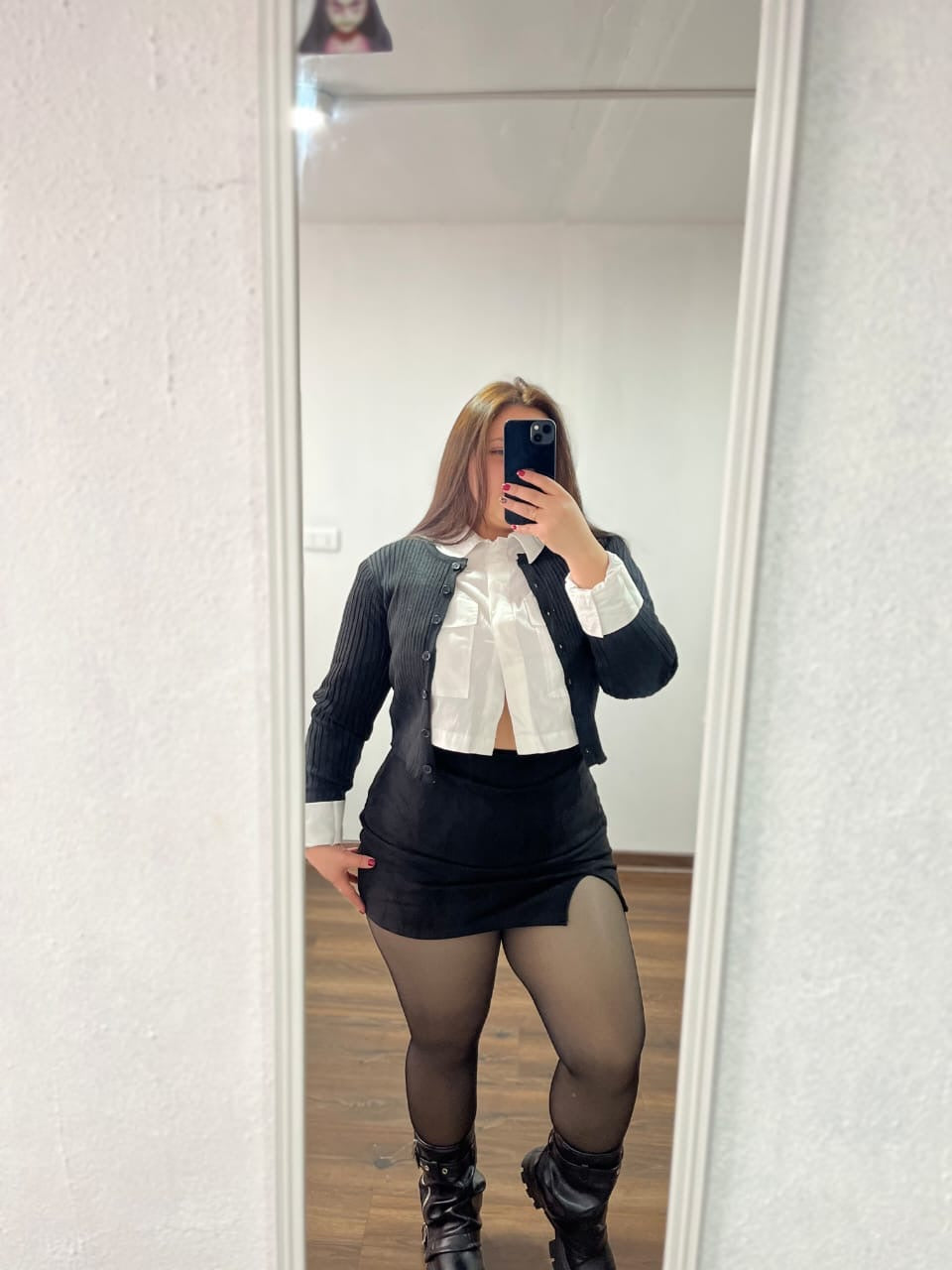 Outfits con falda short gamuza de una apertura