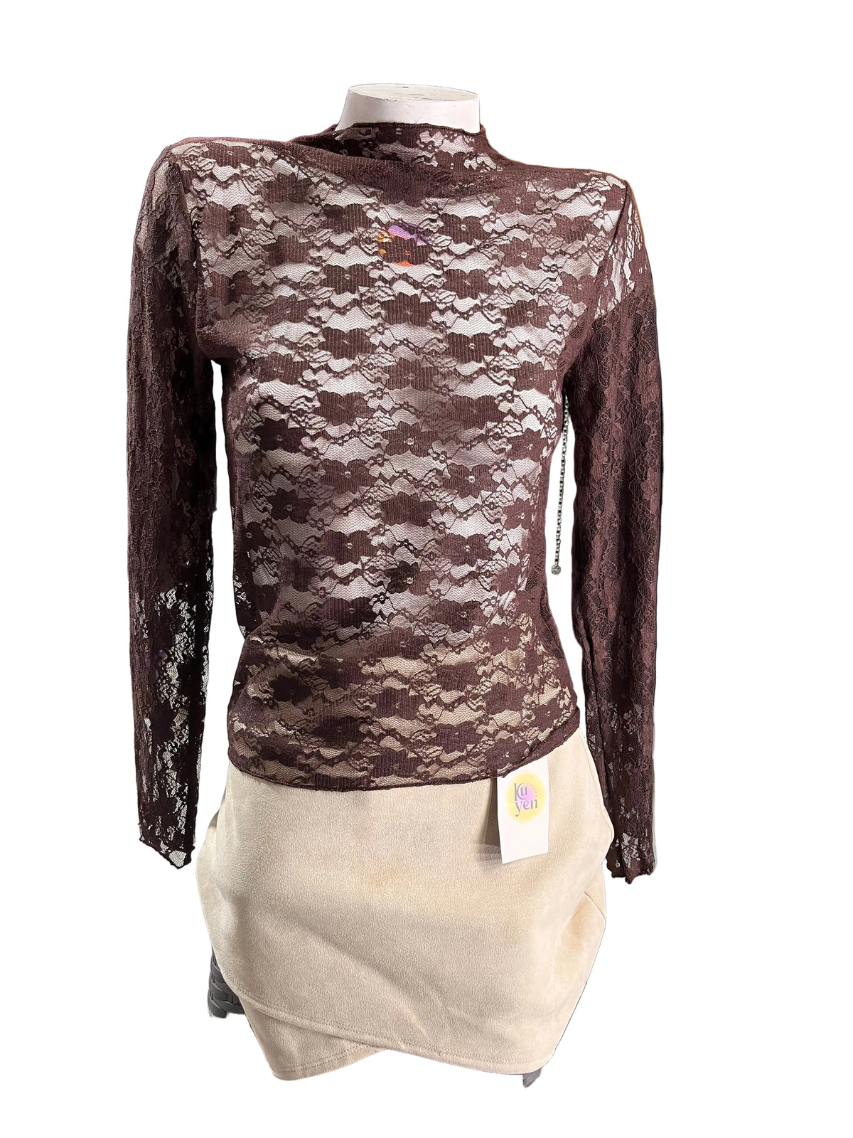 Poleras encaje cuello alto