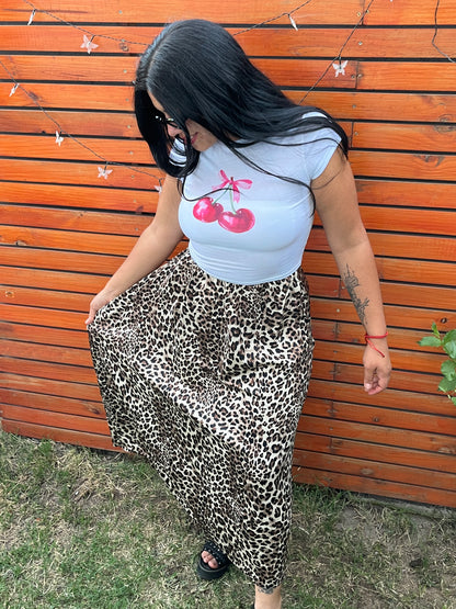 Falda larga satinada