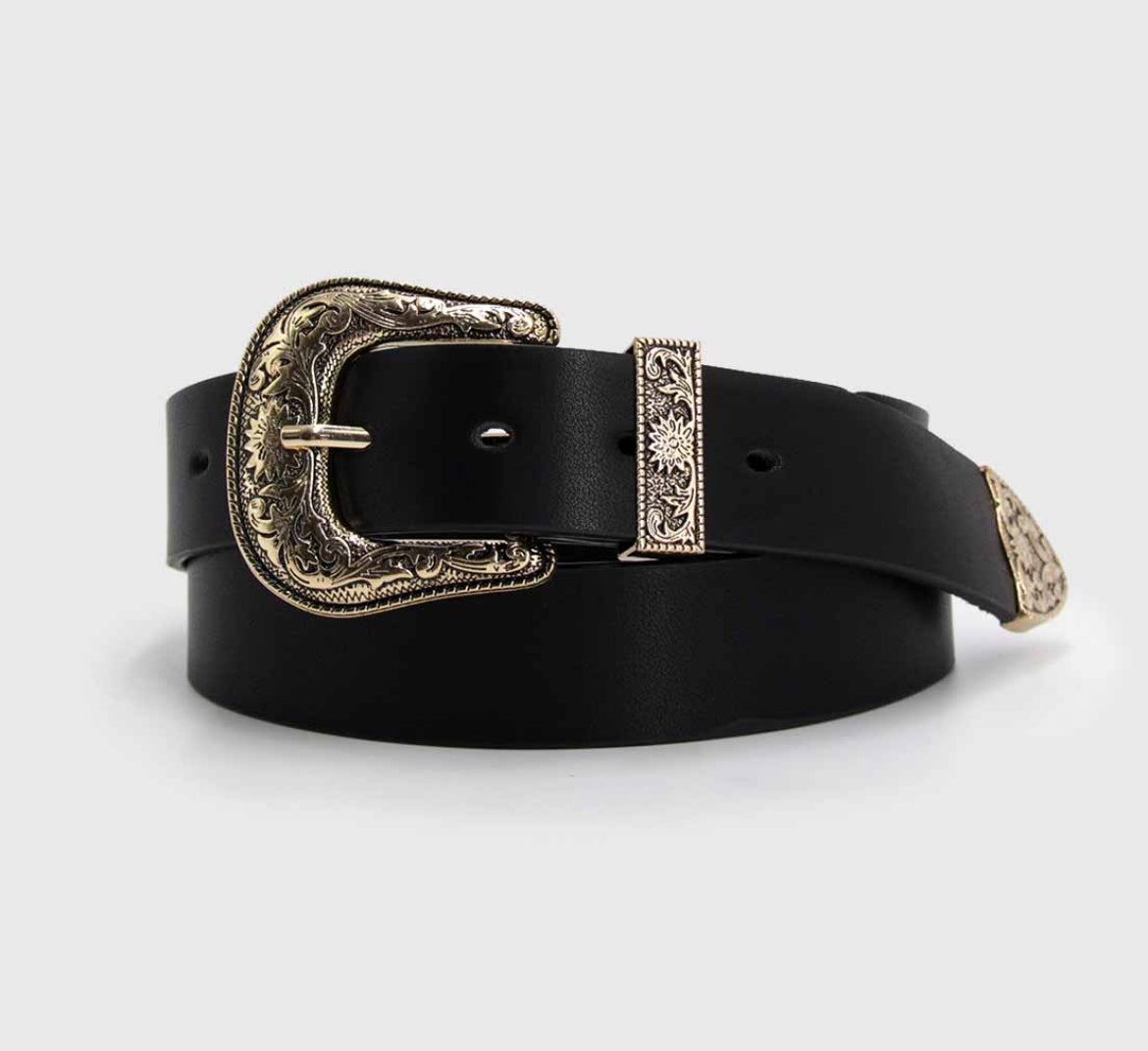 Cinturón hebilla floreada