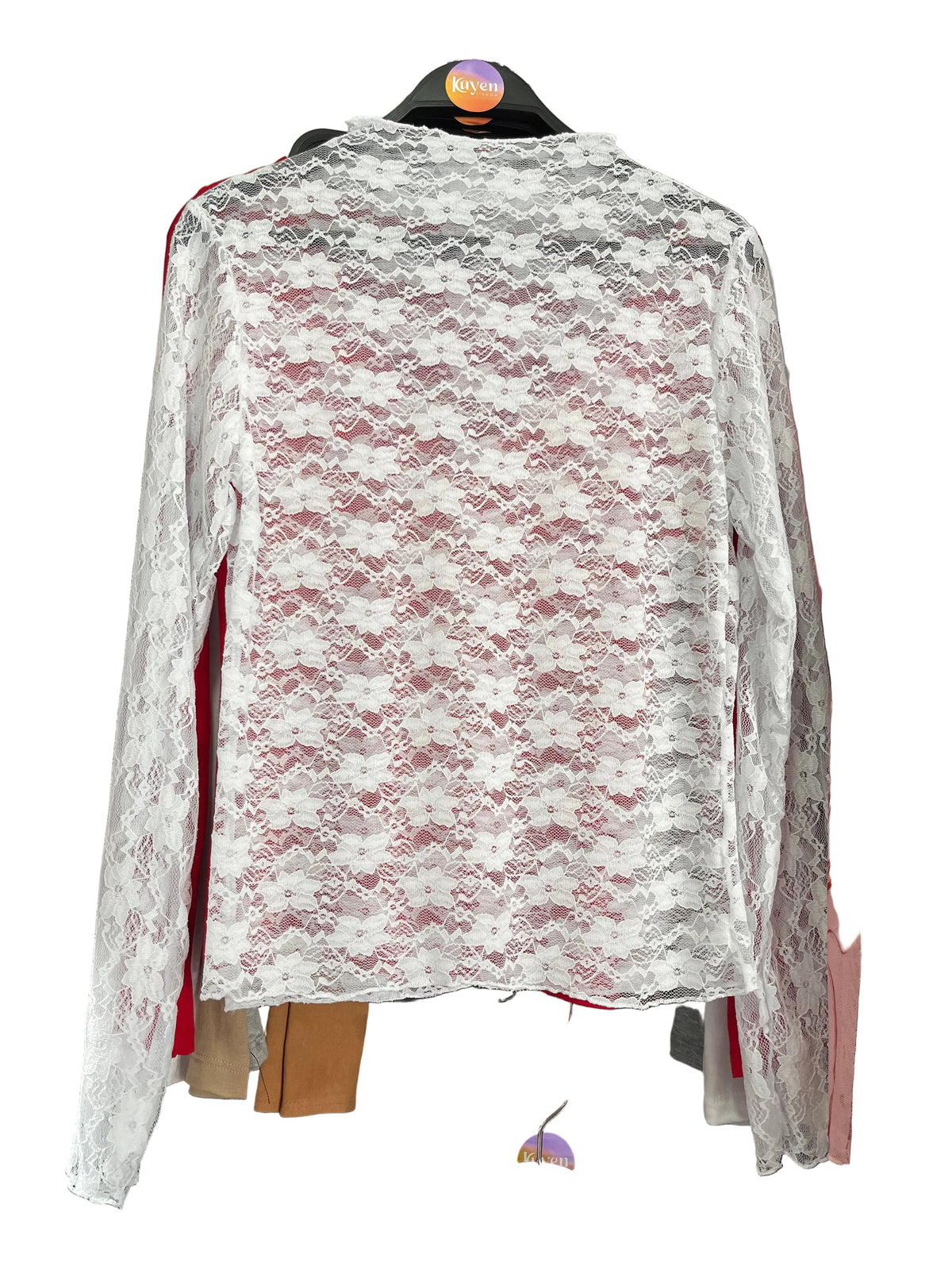 Poleras encaje cuello alto