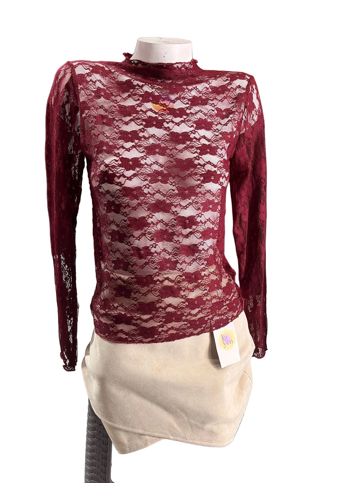 Poleras encaje cuello alto