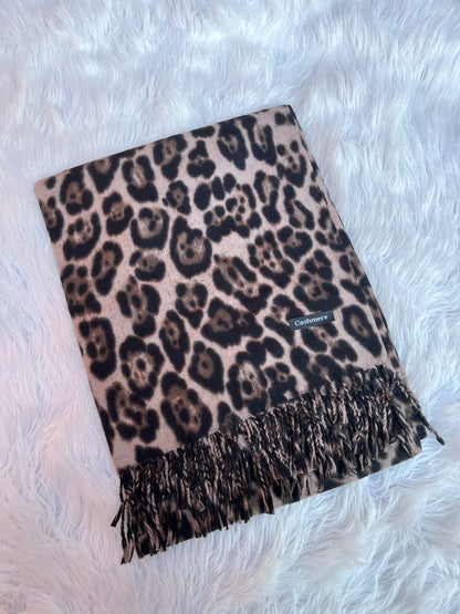 Bufanda cashmere - Leopardo café oscuro