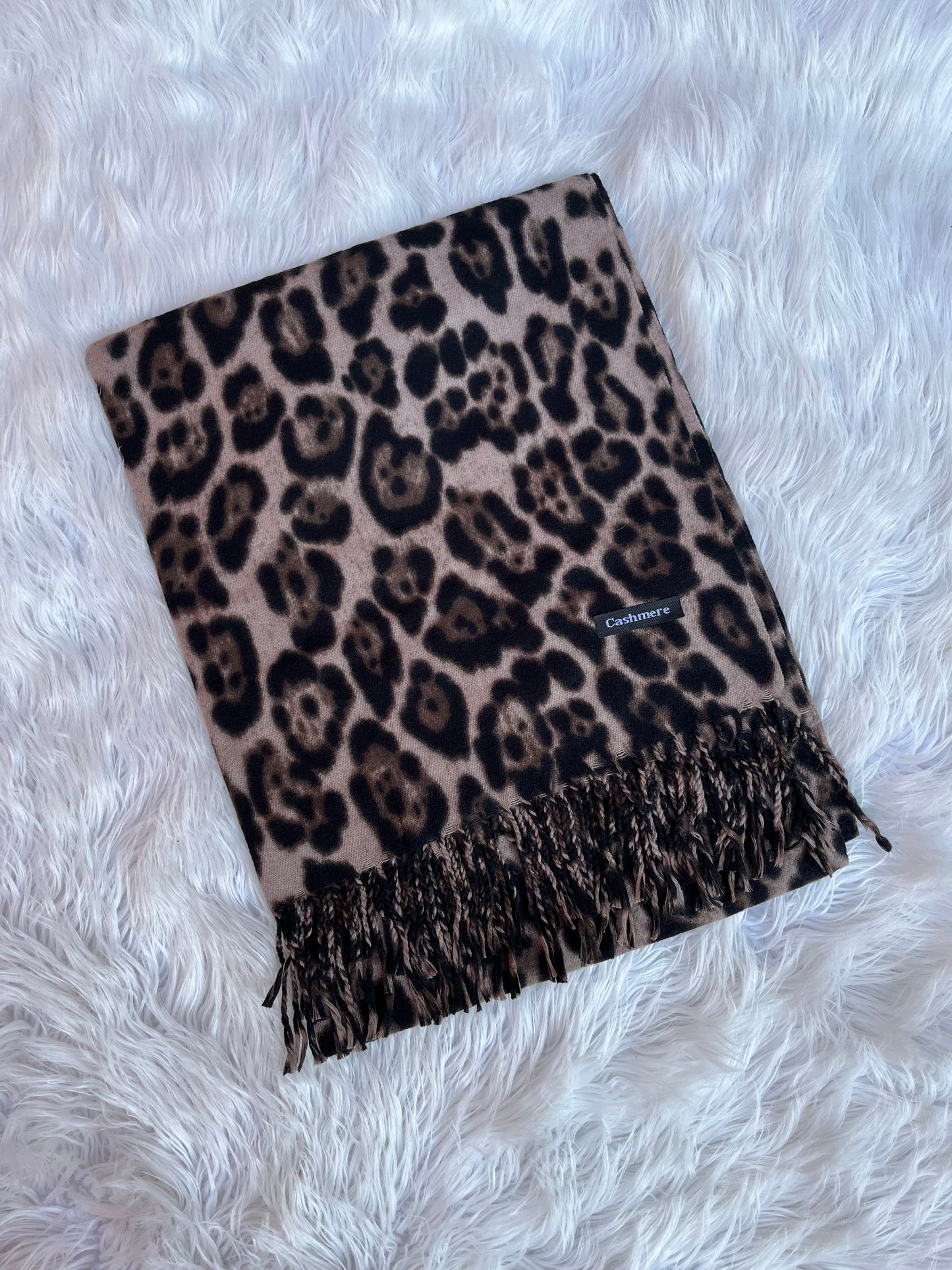 Bufanda cashmere - Leopardo café oscuro