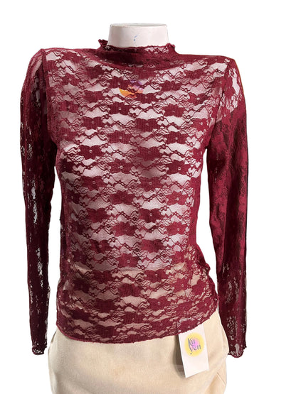Poleras encaje cuello alto