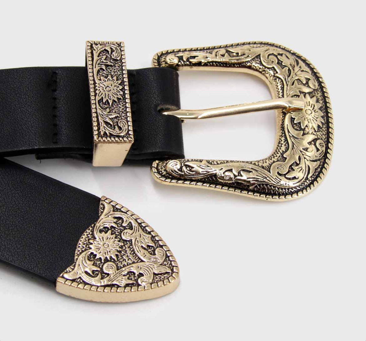 Cinturón hebilla floreada