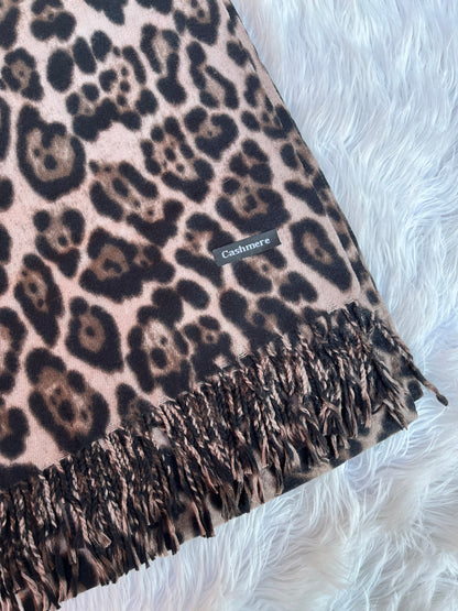 Bufanda cashmere - Leopardo café oscuro