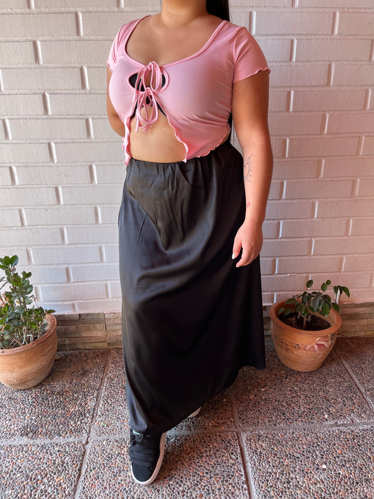 Falda larga satinada