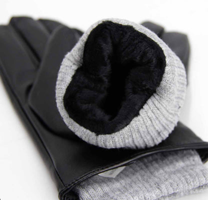 Guantes de cuerina con borde canalé