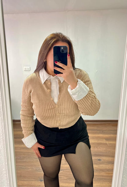 Outfits con falda short gamuza de una apertura