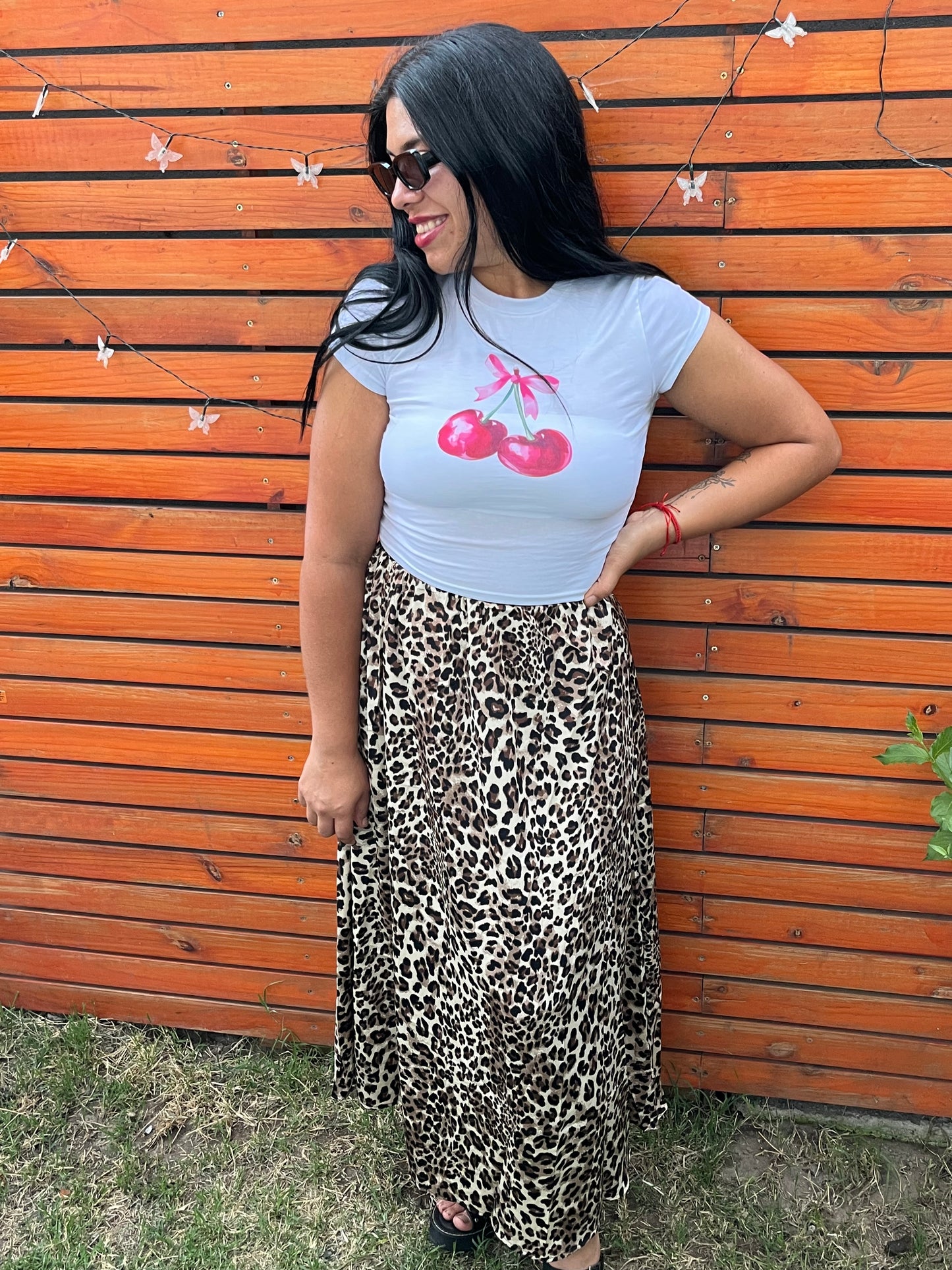 Falda larga satinada