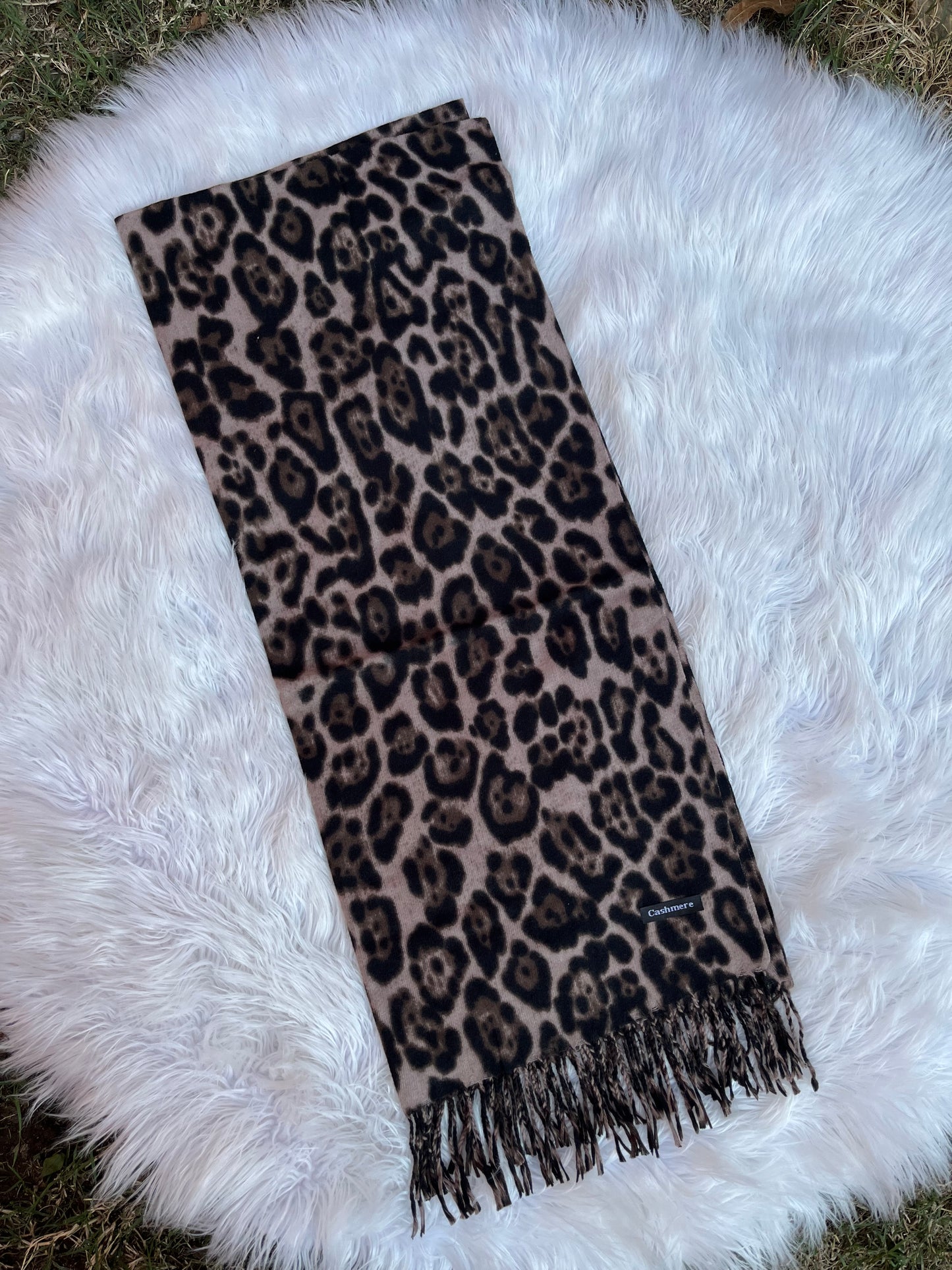 Bufanda cashmere - Leopardo café oscuro