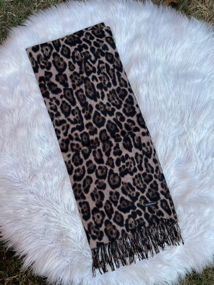 Bufanda cashmere - Leopardo café oscuro